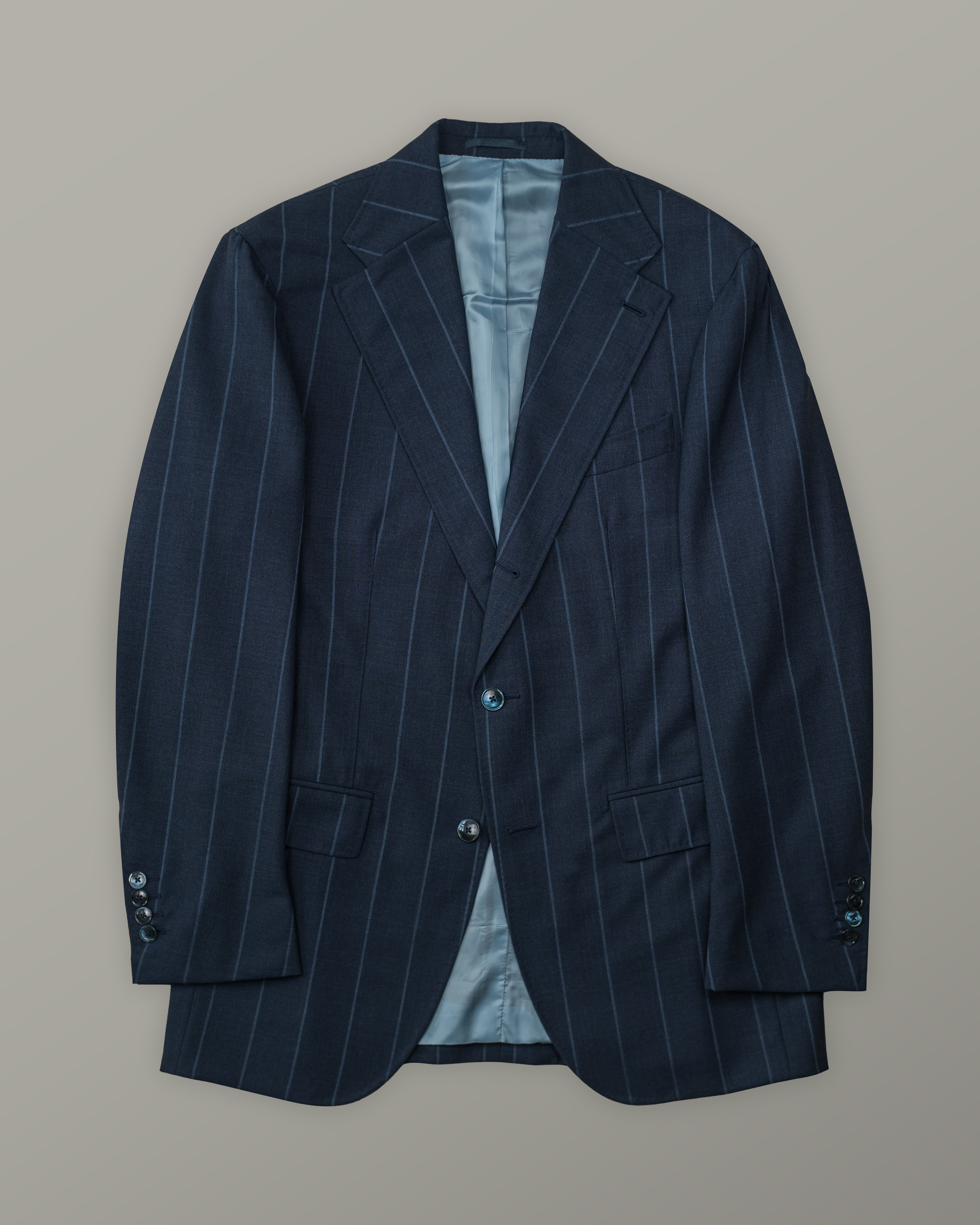Two Piece - Navy Pinstripe Wool Tropical