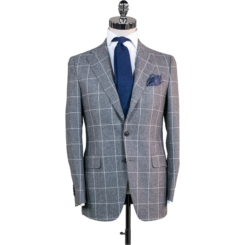 Grey Windowpane Flannel Suit - Beckett &amp; Robb