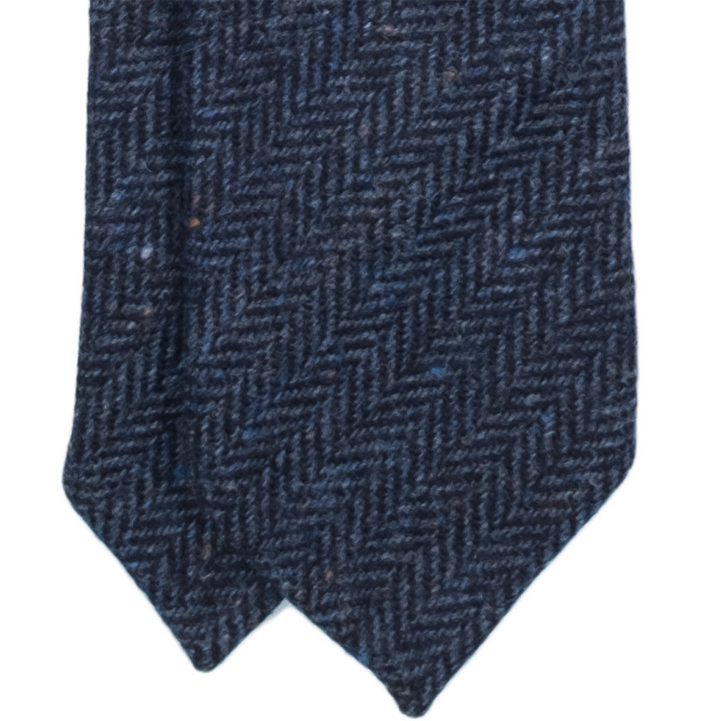 Navy Herringbone Tweed Tie - Beckett &amp; Robb