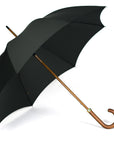 Fox Dark Grained Maple Stick Umbrella - Dark Green Canopy - Beckett & Robb
