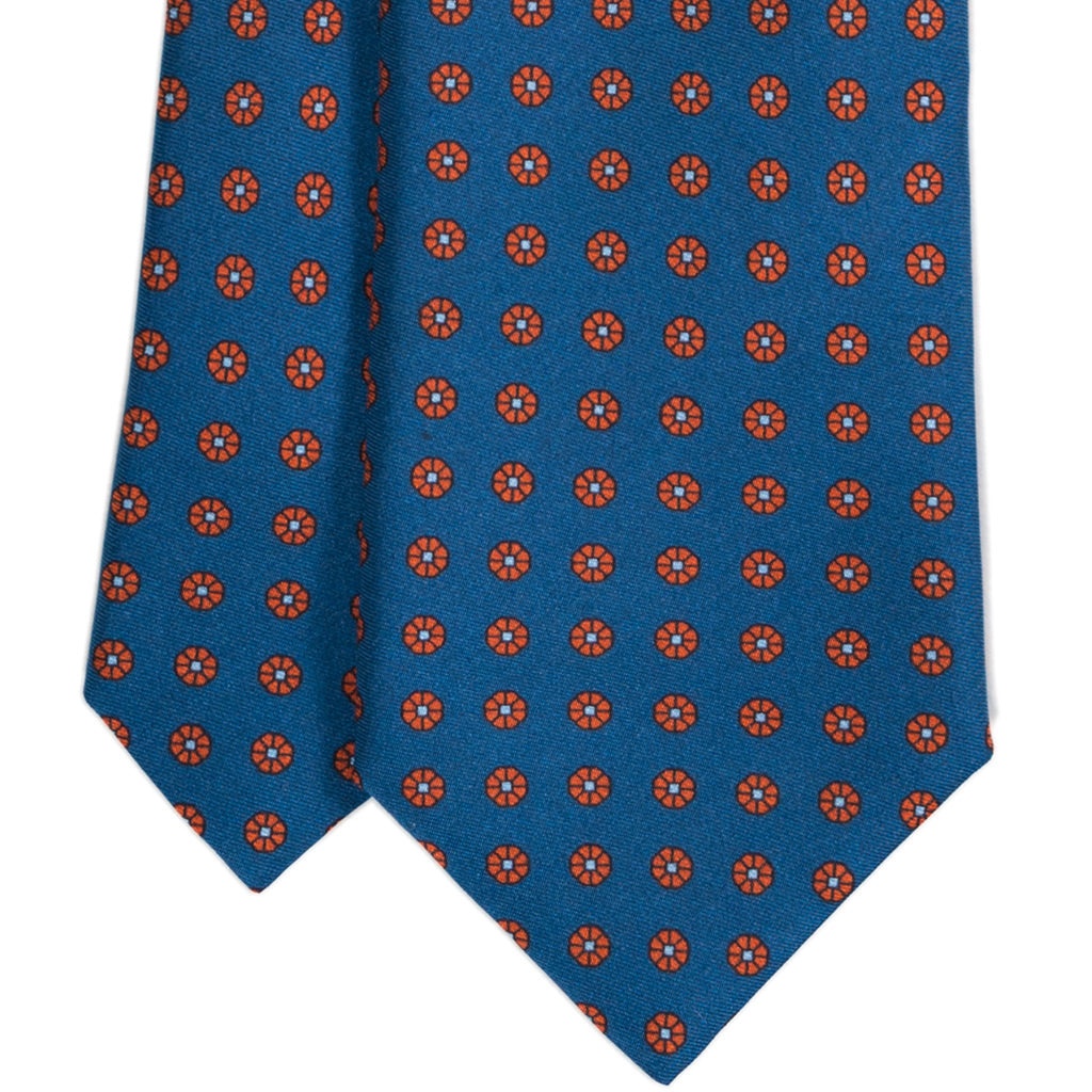 Blue &amp; Orange Geometric Print Silk Tie - Beckett &amp; Robb