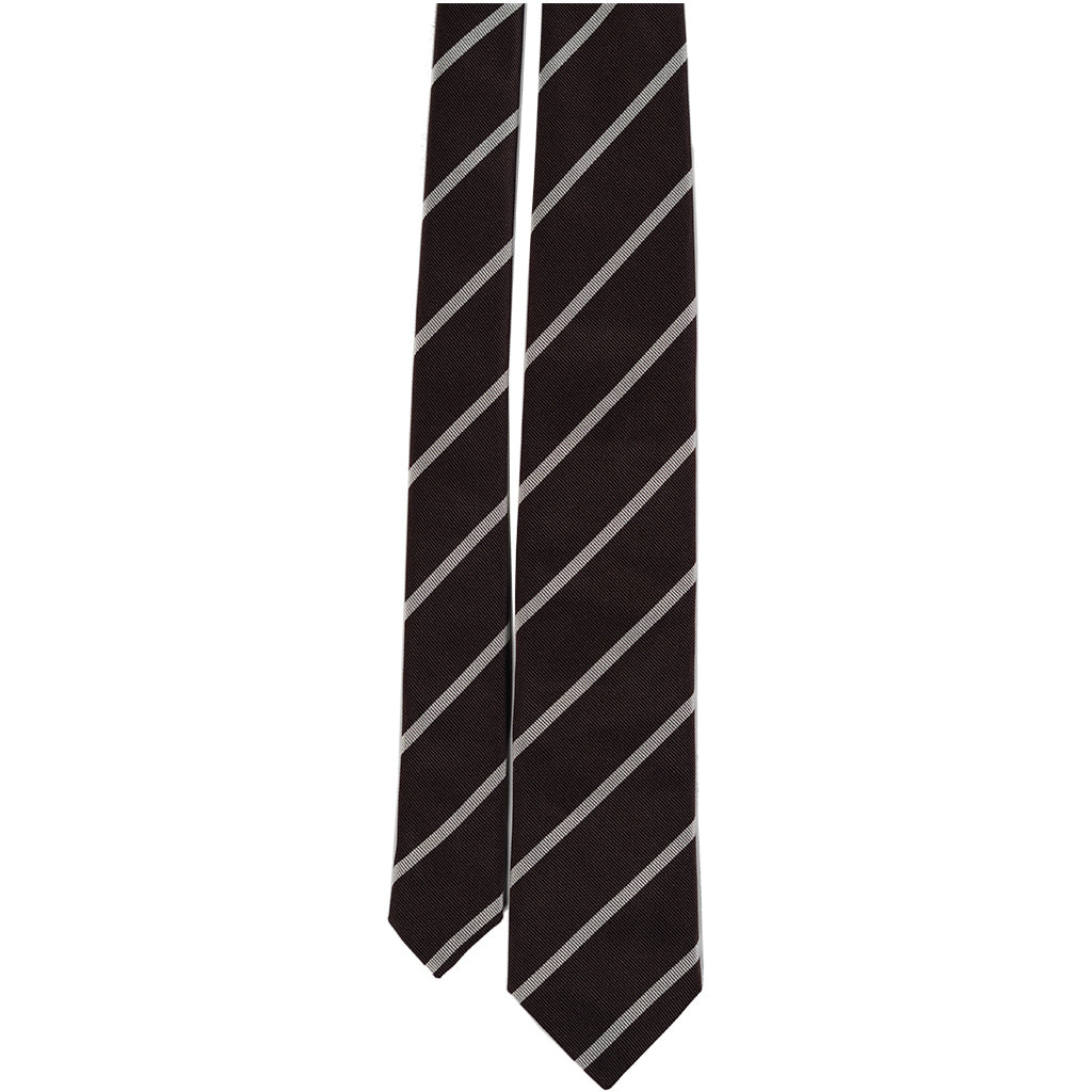 Brown Repp Stripe Silk Tie - Beckett &amp; Robb