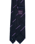 Navy Purple Stripe Silk Tie - Beckett & Robb