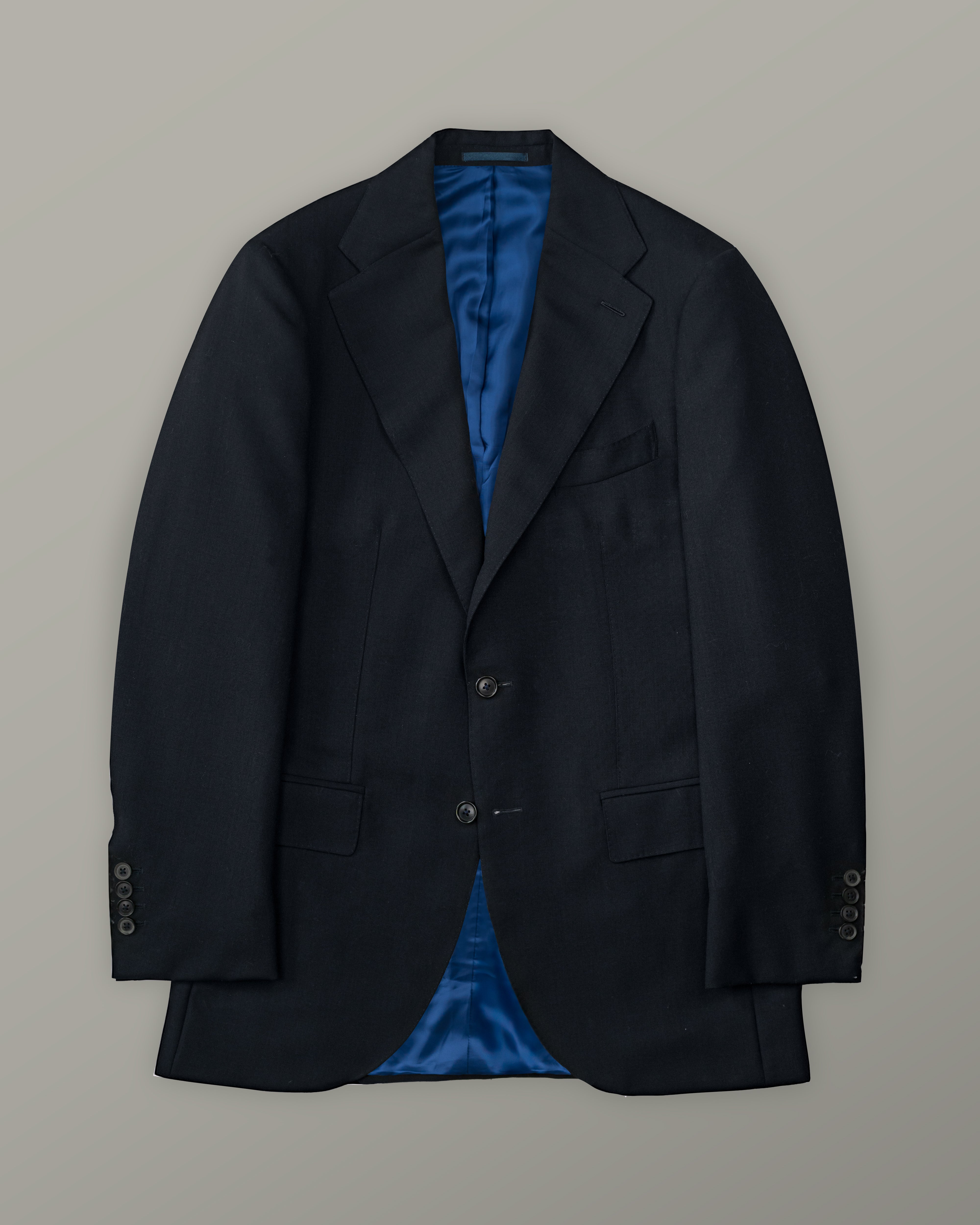 Two Piece - Navy Plain Wool Hopsack