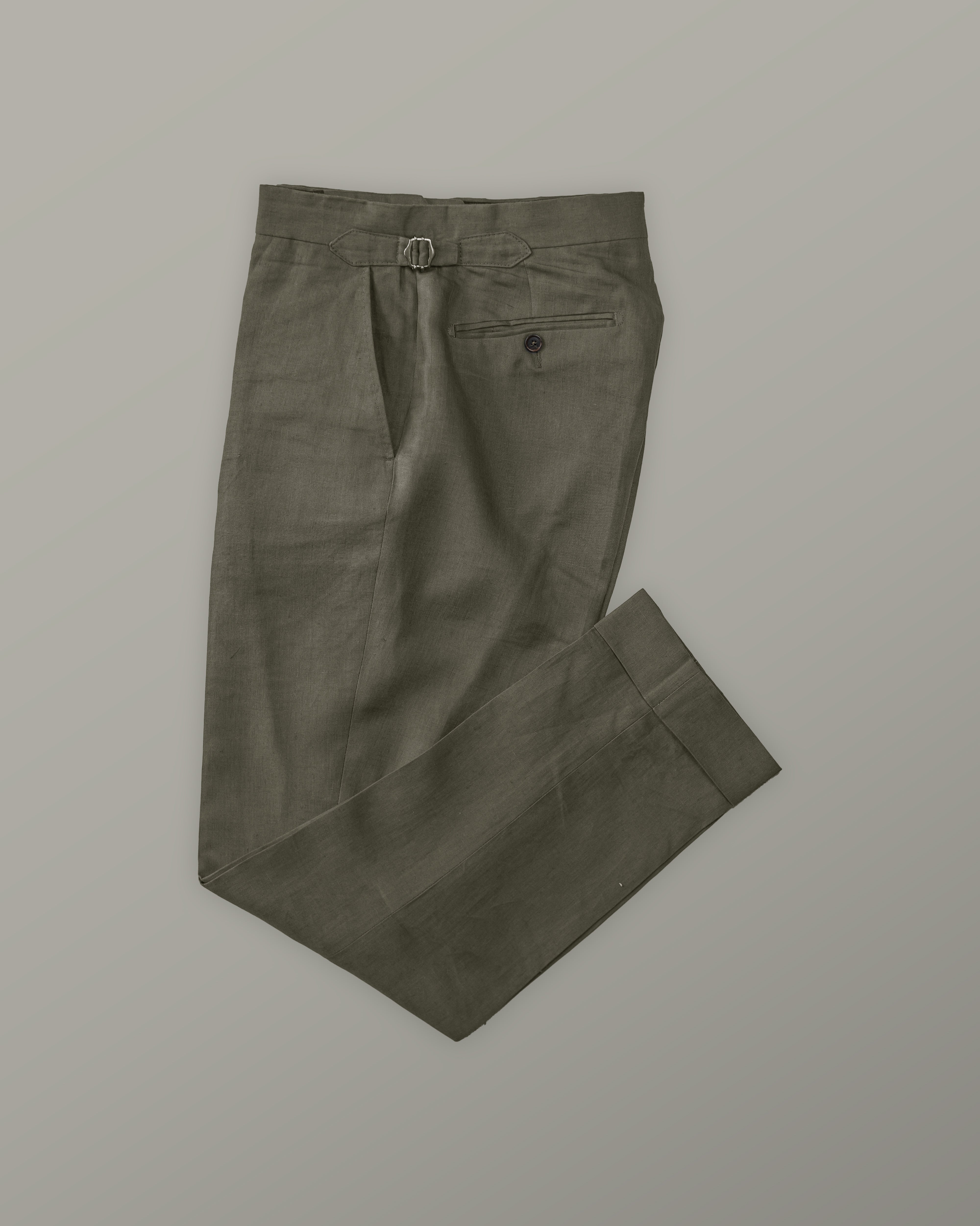 Two Piece - Olive Green Plain Linen