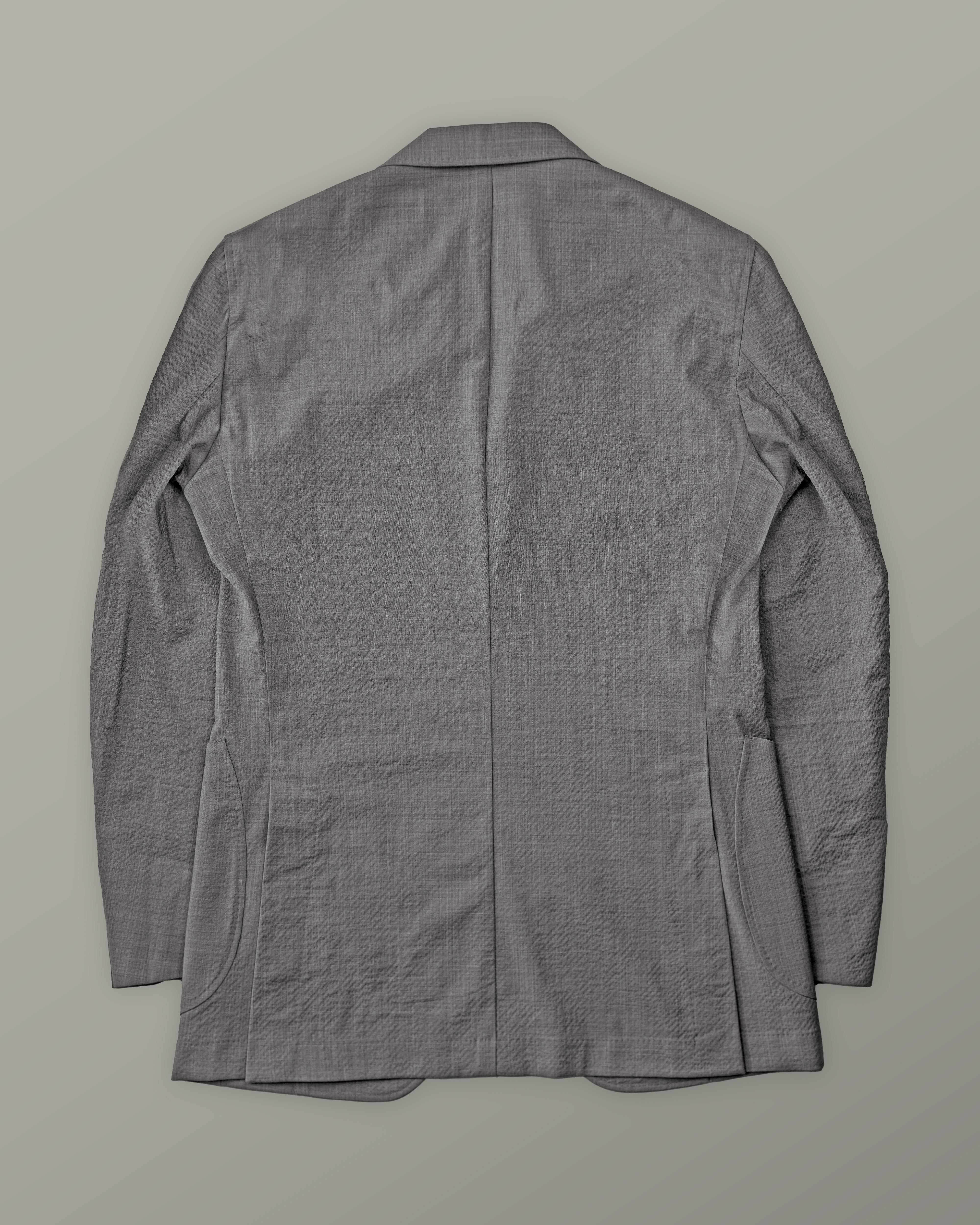 Two Piece - Mid Grey Plain Seersucker Wool Blend