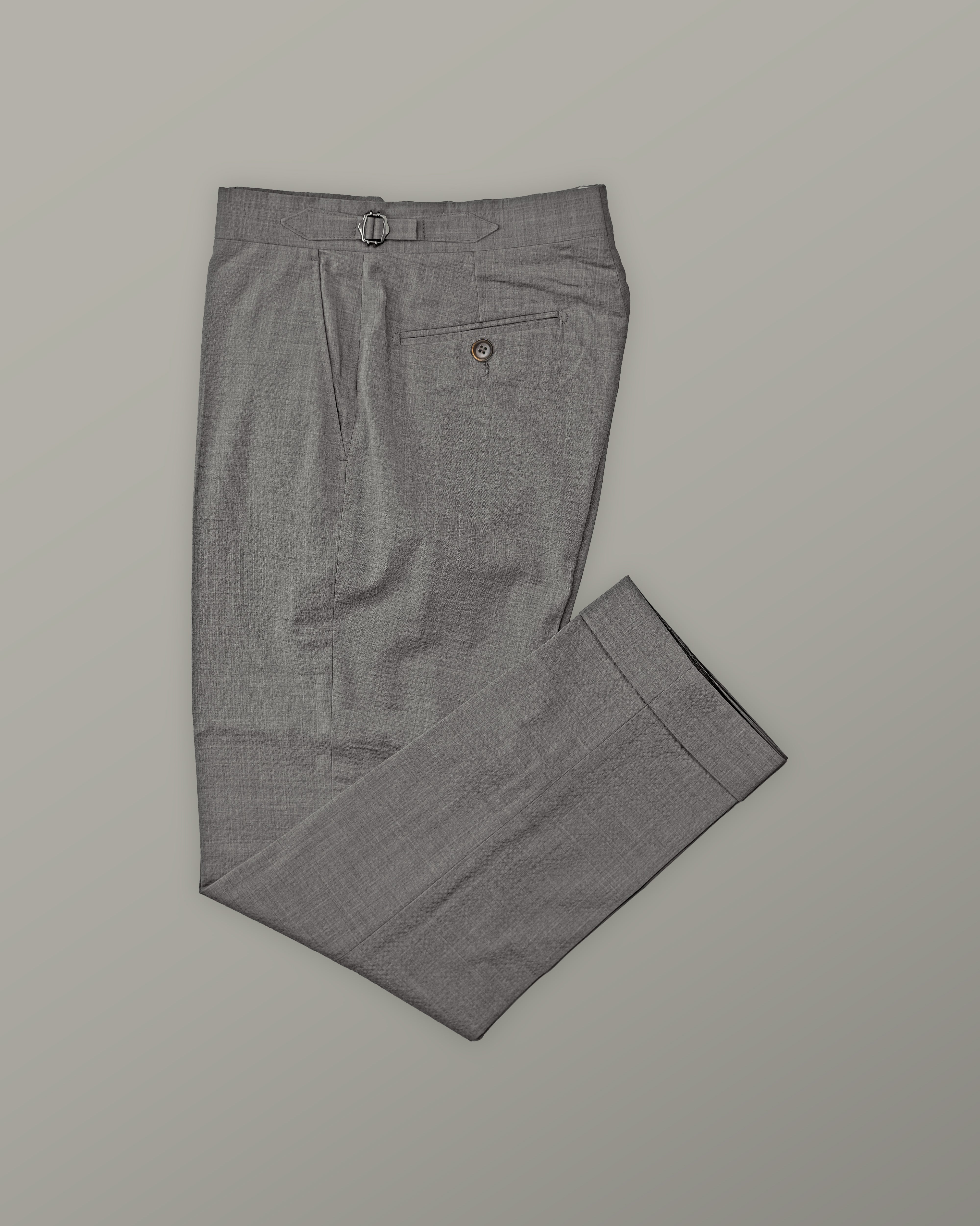 Two Piece - Mid Grey Plain Seersucker Wool Blend