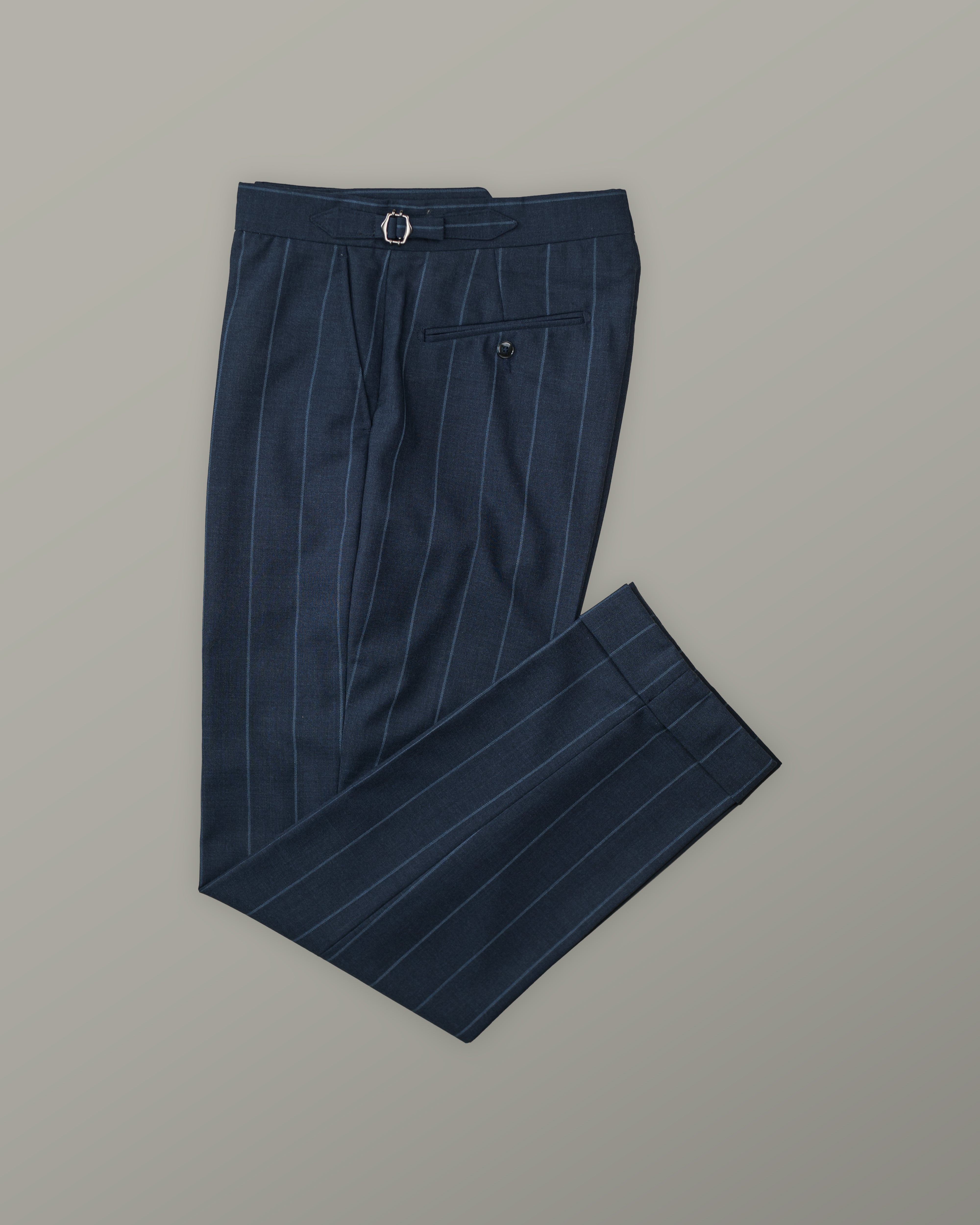 Two Piece - Navy Pinstripe Wool Tropical