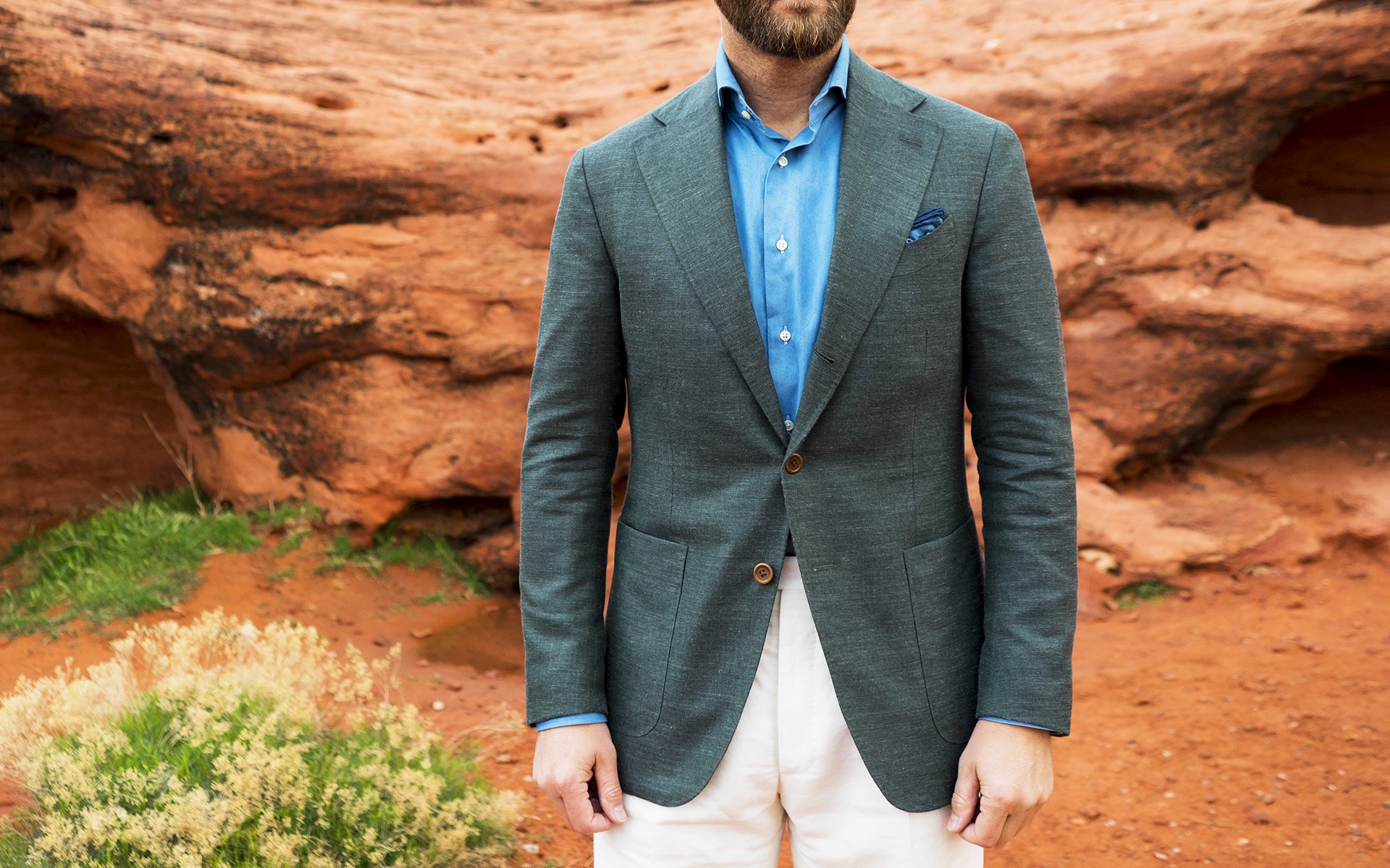 Green Hopsack Sport Coat - Beckett & Robb