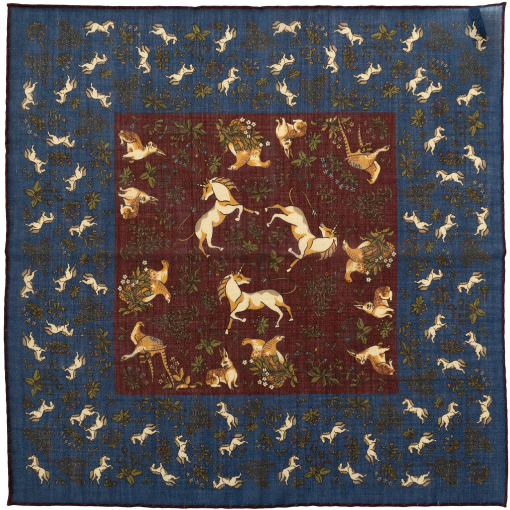 Navy Unicorn Print Pocket Square - Beckett & Robb