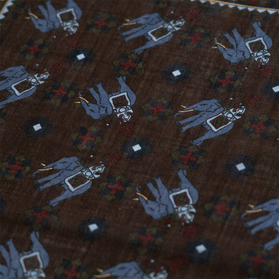 Brown Elephant Print Pocket Square - Beckett & Robb