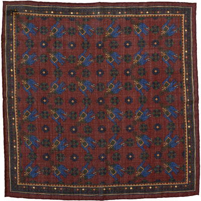 Burgundy Elephant Print Pocket Square - Beckett & Robb
