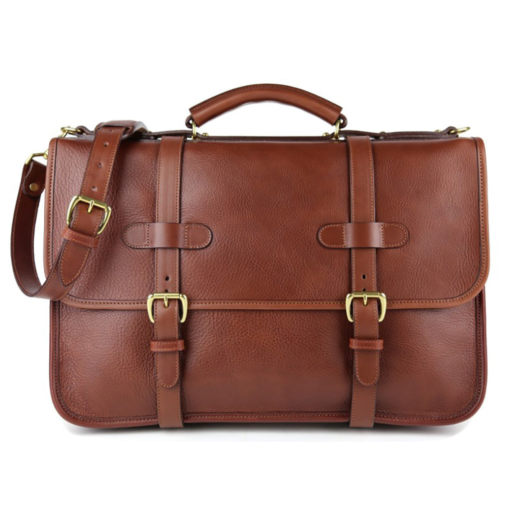 Bound Edge English Briefcase- Chestnut - Beckett & Robb