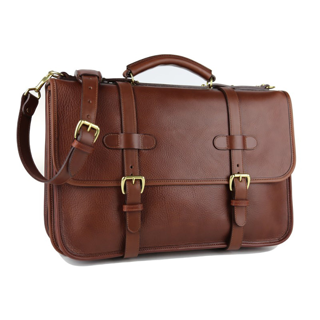 Bound Edge English Briefcase- Chestnut - Beckett & Robb