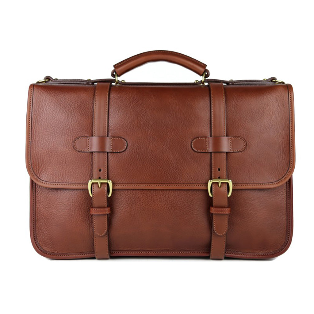 Bound Edge English Briefcase- Chestnut - Beckett & Robb