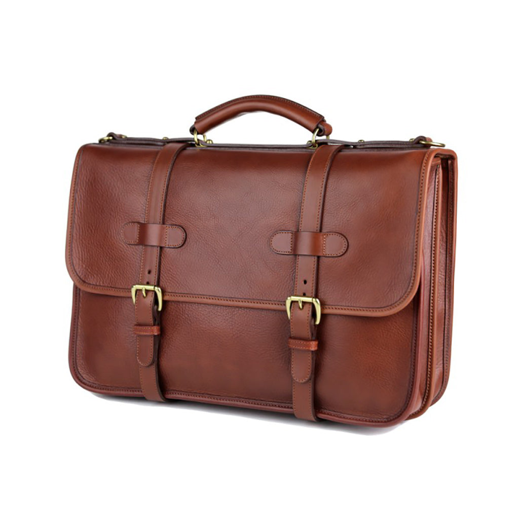 Bound Edge English Briefcase- Chestnut - Beckett &amp; Robb