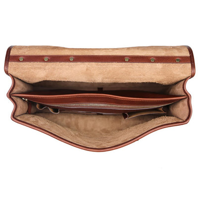 Bound Edge English Briefcase- Chestnut - Beckett & Robb