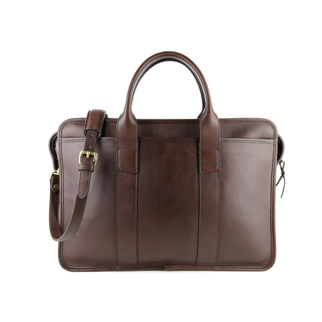 Bound Edge Zip-Top Briefcase - Chocolate - Beckett &amp; Robb