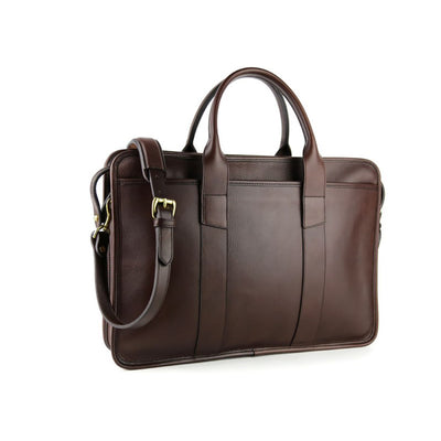Bound Edge Zip-Top Briefcase - Chocolate - Beckett & Robb