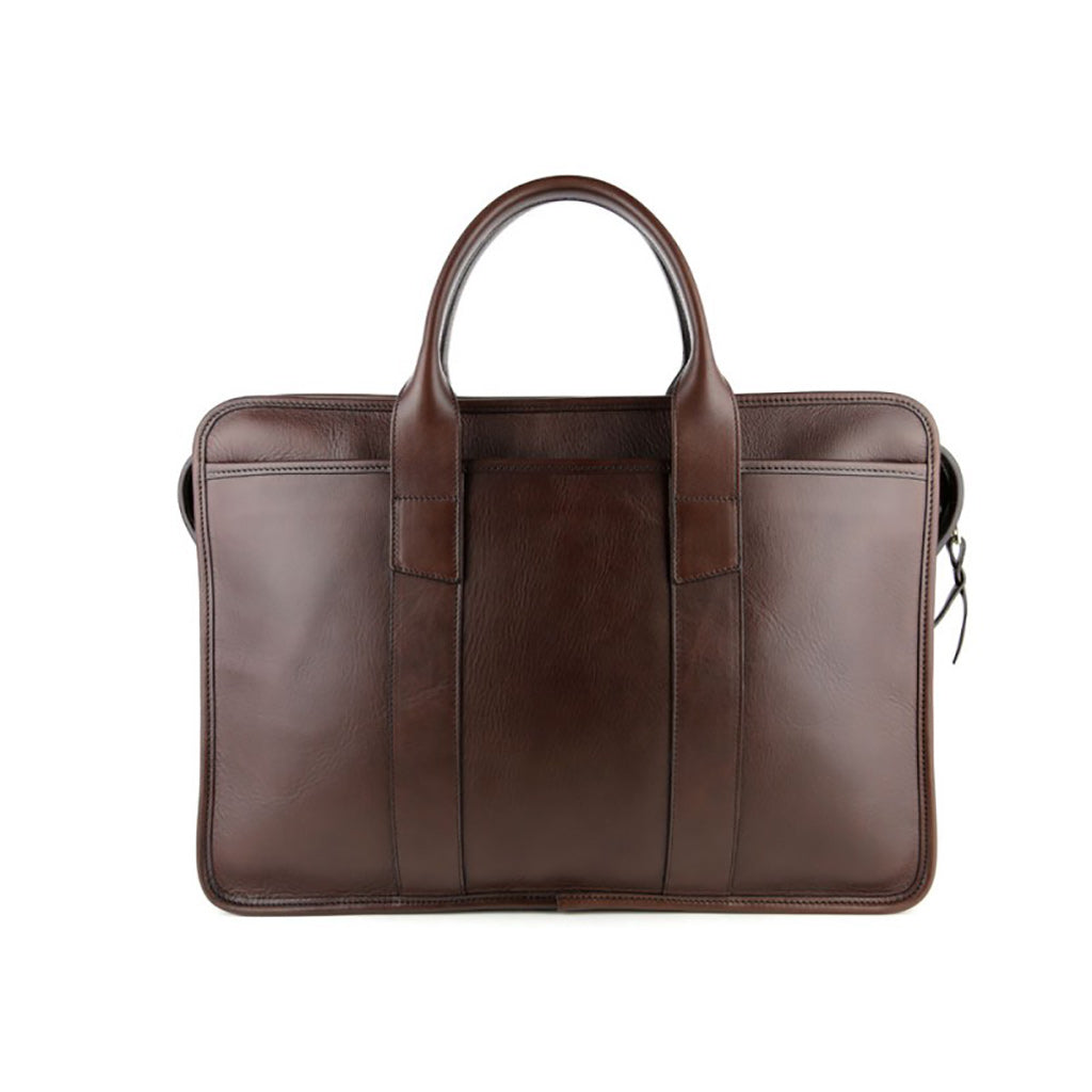 Bound Edge Zip-Top Briefcase - Chocolate - Beckett &amp; Robb