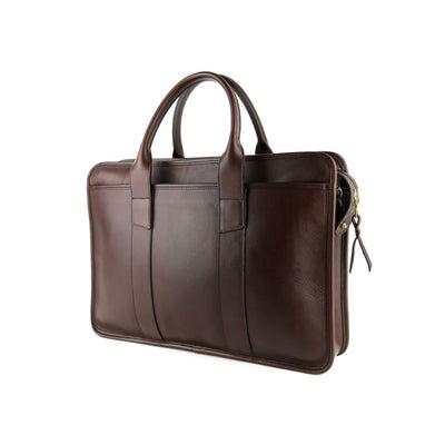 Bound Edge Zip-Top Briefcase - Chocolate - Beckett & Robb