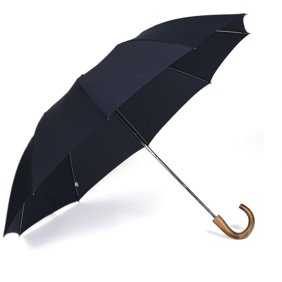 Fox Maple Crook Handle Telescopic Umbrella - Navy Canopy - Beckett & Robb