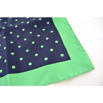 Navy & Green Polka Dot Pocket Square - Beckett & Robb