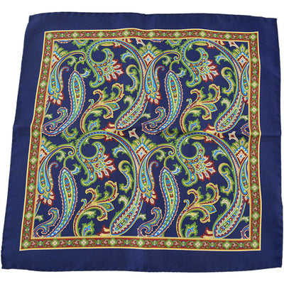 Navy Paisley Pocket Square - Beckett & Robb