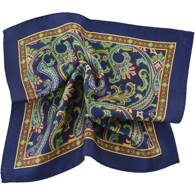 Navy Paisley Pocket Square - Beckett & Robb