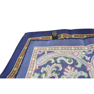 Navy Paisley Pocket Square - Beckett & Robb