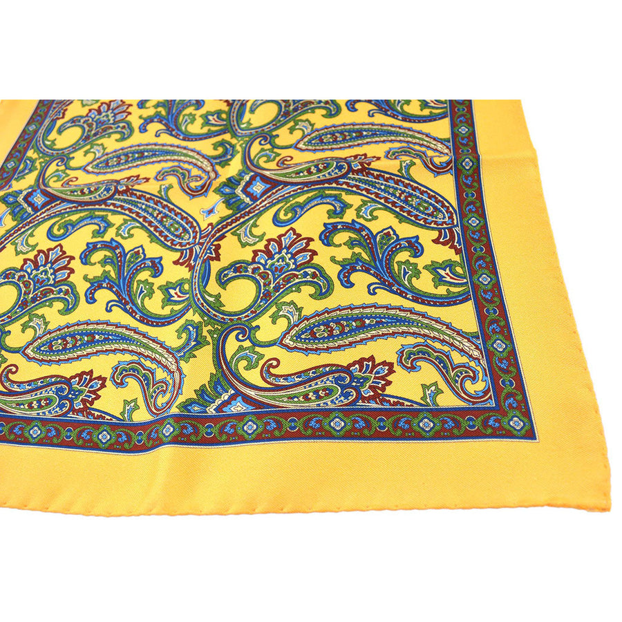 Yellow Paisley Pocket Square - Beckett & Robb