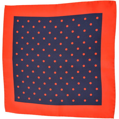 Navy & Red Polka Dot Pocket Square - Beckett & Robb