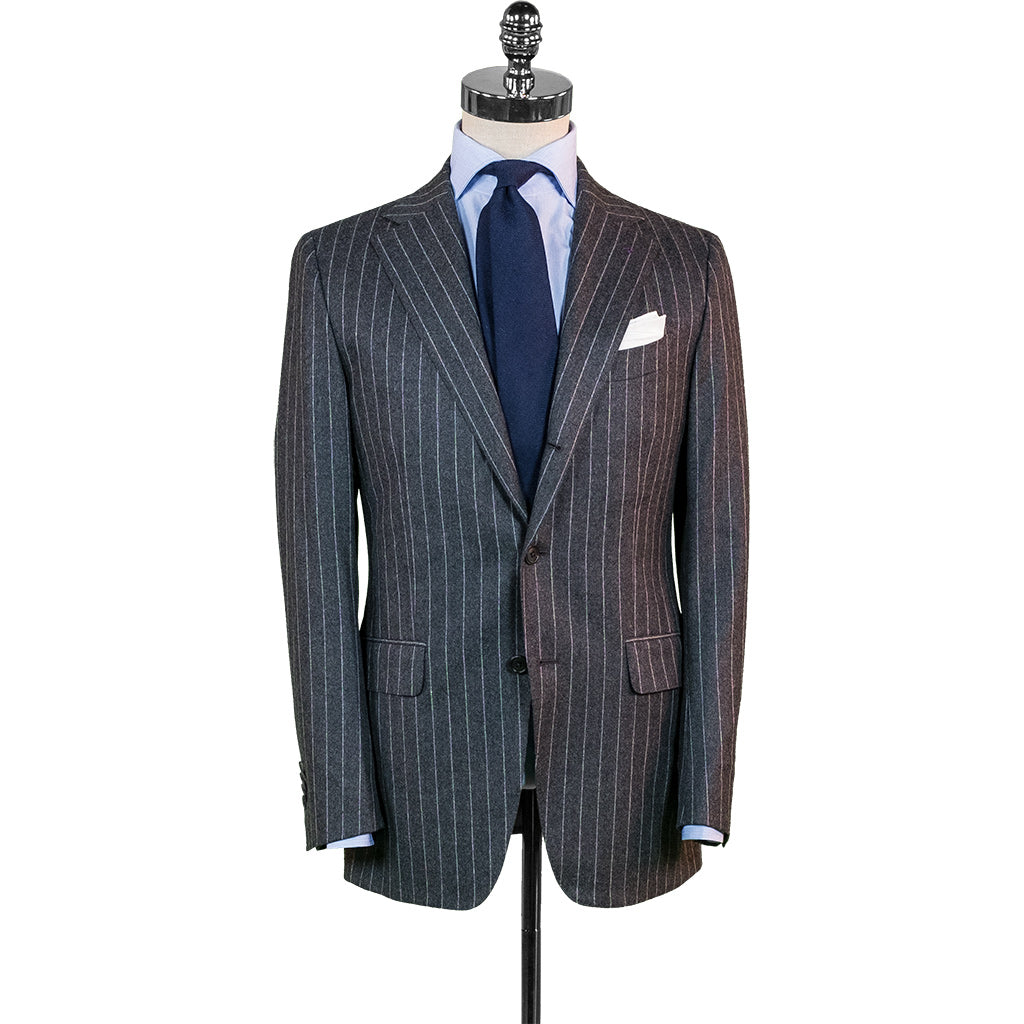 Dark Grey Flannel Chalk Stripe Suit - Beckett & Robb