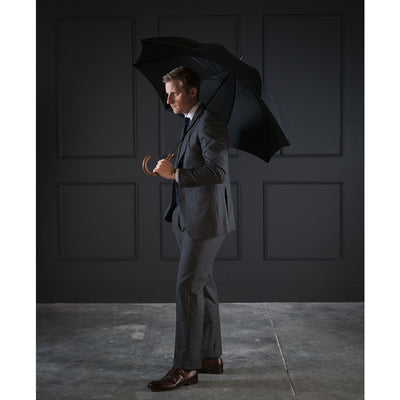 Fox Light Grained Hardwood Tube Umbrella - Black Canopy - Beckett & Robb