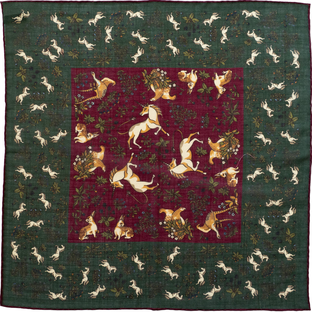 Green Unicorn Print Pocket Square - Beckett &amp; Robb