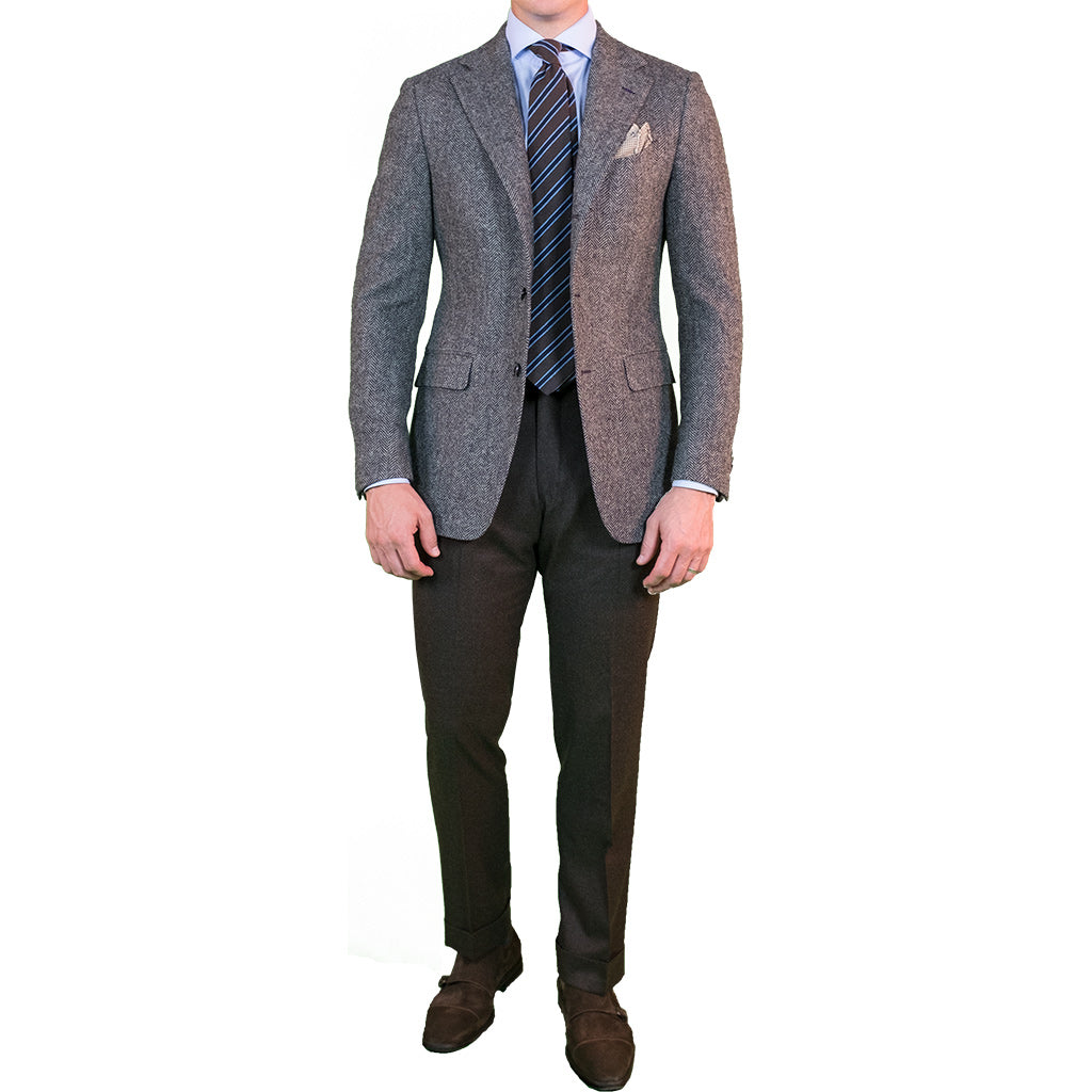 Grey Herringbone Tweed Sport Coat - Beckett &amp; Robb