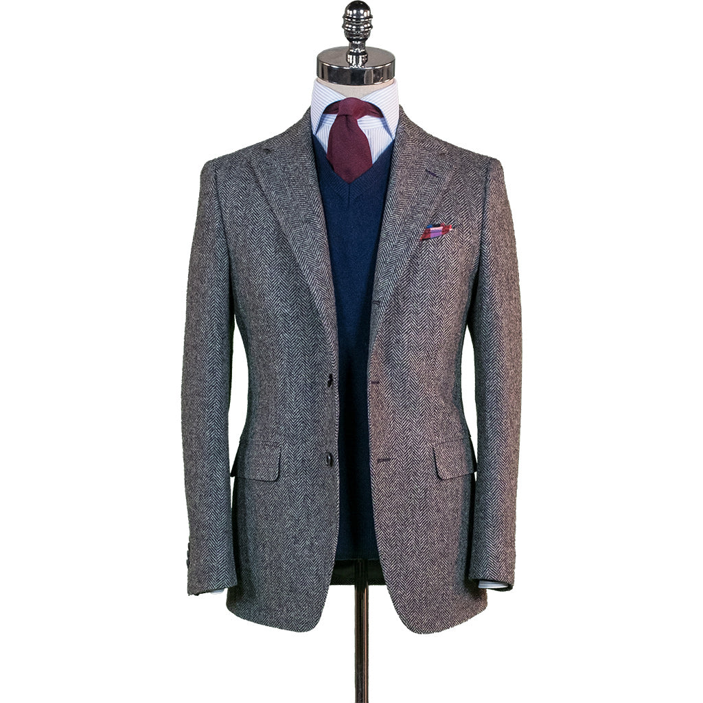 Grey Herringbone Tweed Sport Coat - Beckett & Robb