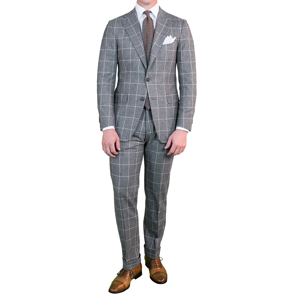 Grey Windowpane Flannel Suit - Beckett & Robb