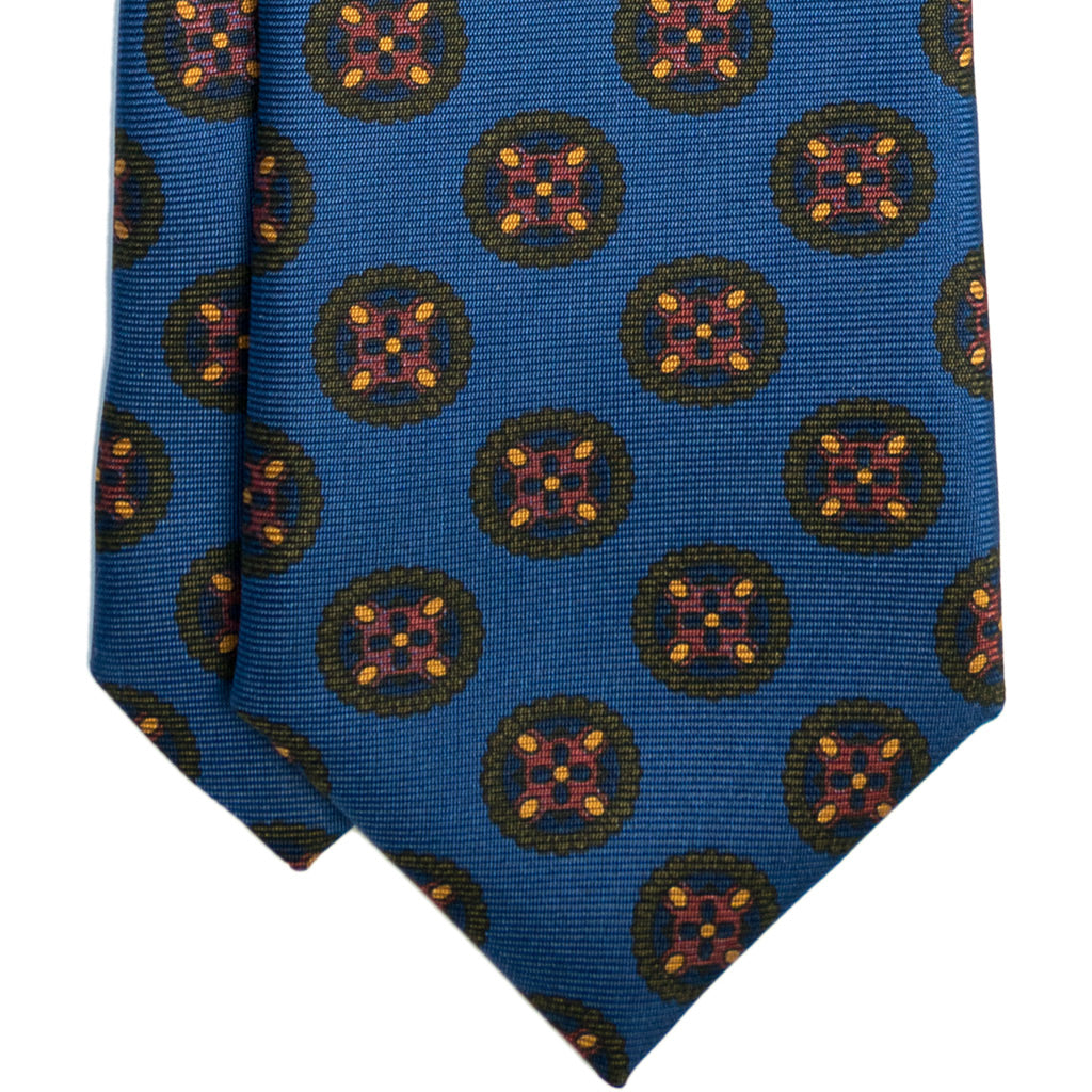 Blue &amp; Red Medallion Silk Tie - Beckett &amp; Robb