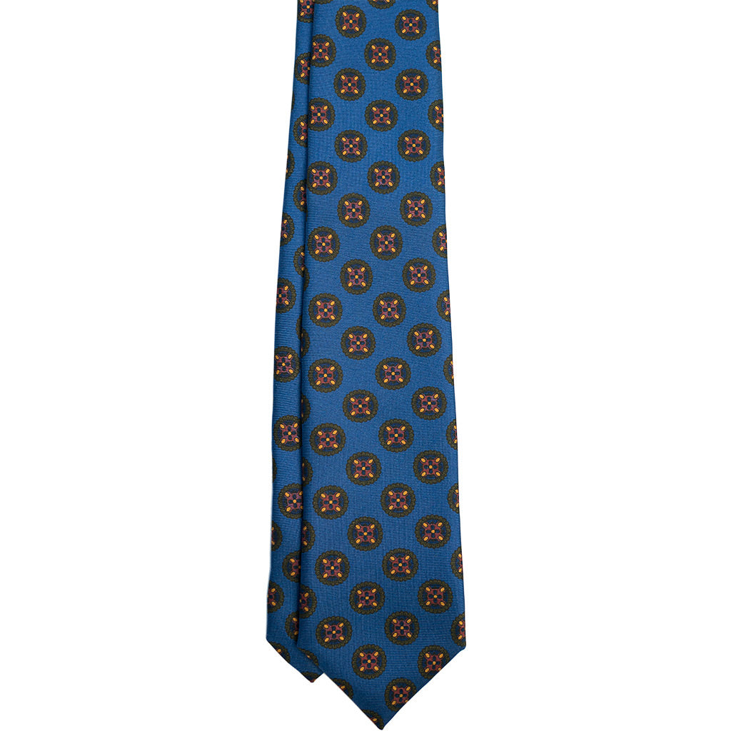 Blue &amp; Red Medallion Silk Tie - Beckett &amp; Robb