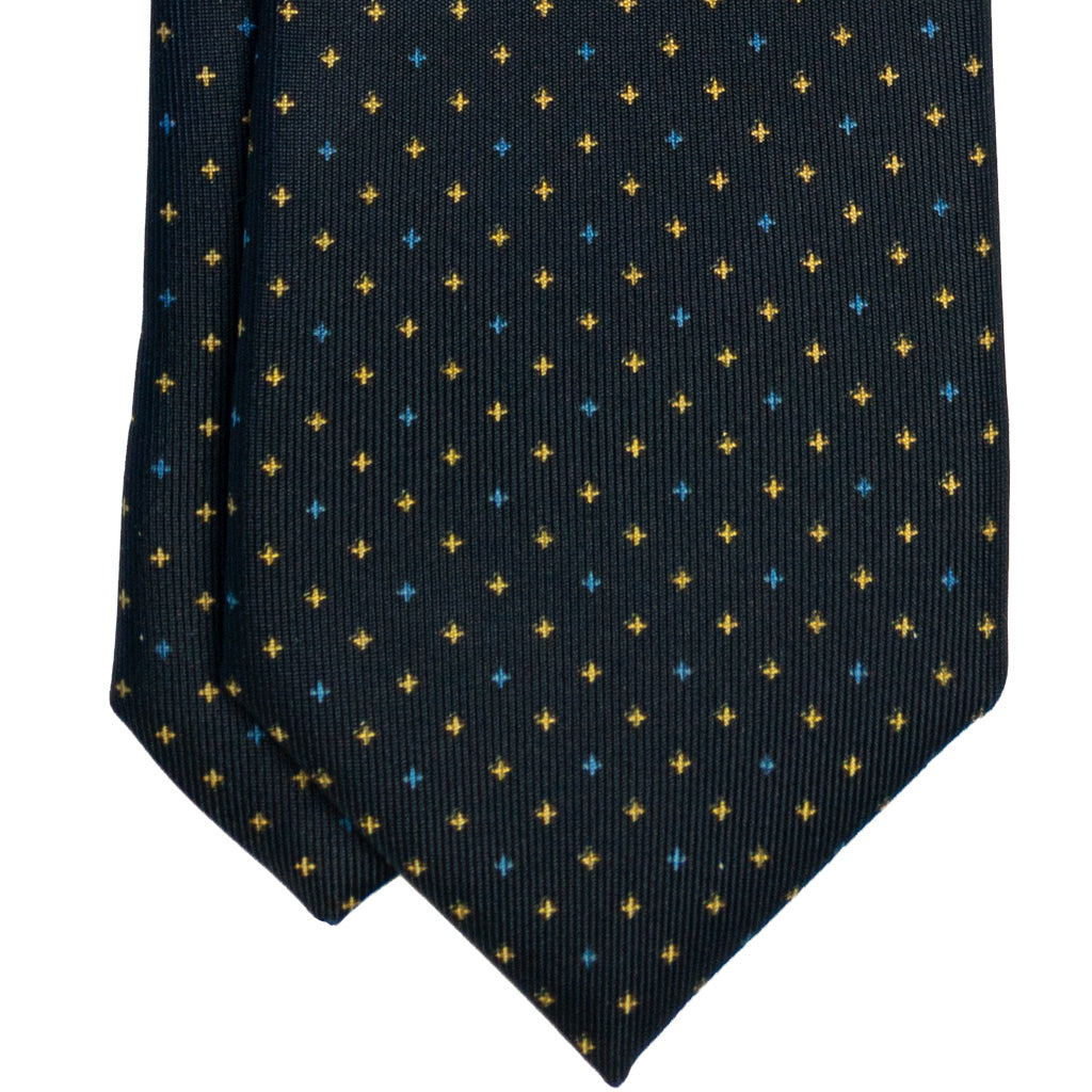 Navy with Yellow & Blue Foulard Silk Tie - Beckett & Robb