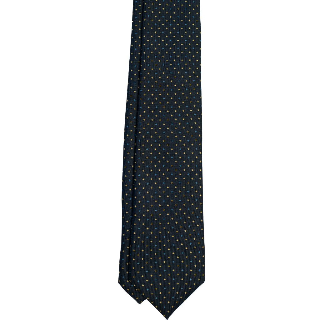 Navy with Yellow &amp; Blue Foulard Silk Tie - Beckett &amp; Robb