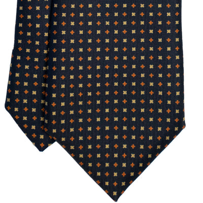 Navy with Orange & Yellow Foulard Silk Tie - Beckett & Robb