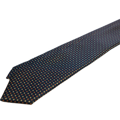Navy with Orange & Yellow Foulard Silk Tie - Beckett & Robb