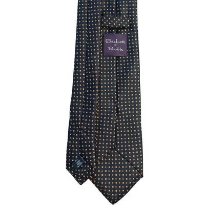 Navy with Orange & Yellow Foulard Silk Tie - Beckett & Robb
