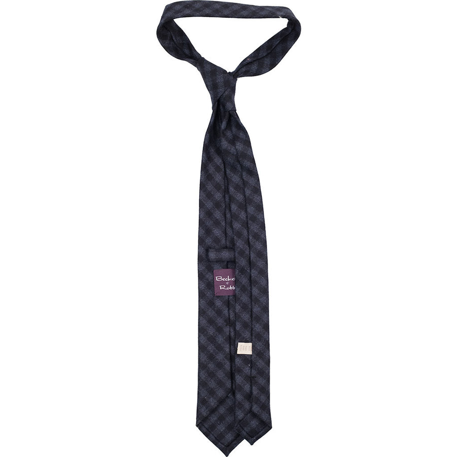 Navy Gingham Wool Tie