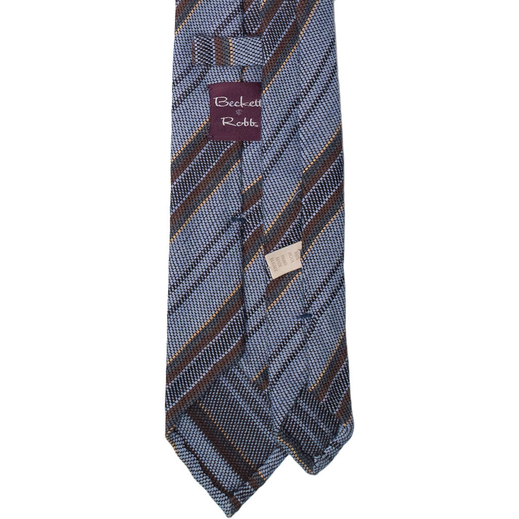 Light Blue Multi-Stripe Wool Tie - Beckett &amp; Robb