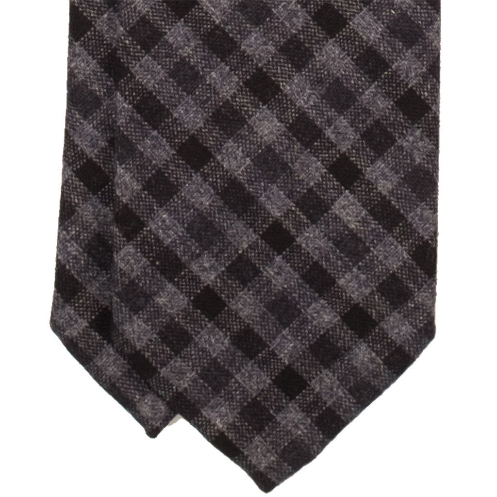 Steel Grey Gingham Wool Tie - Beckett & Robb