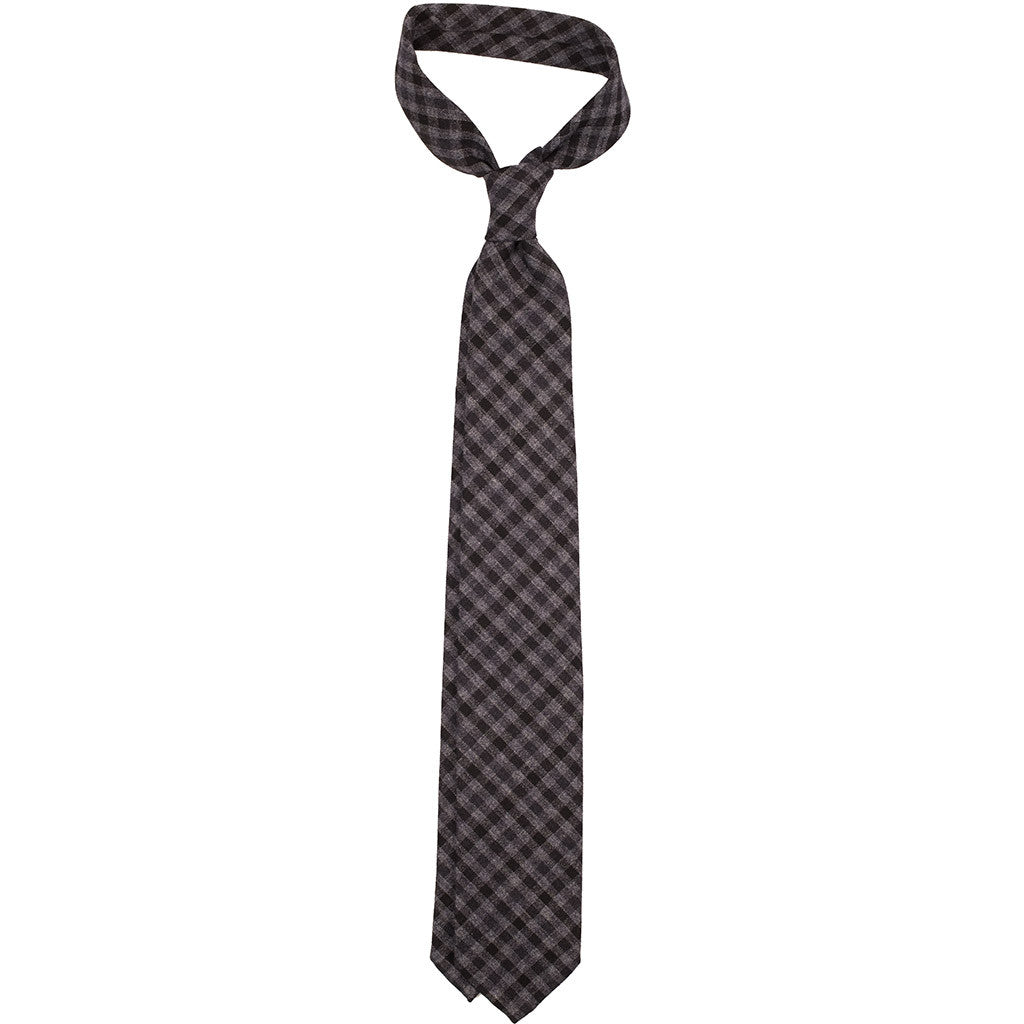 Steel Grey Gingham Wool Tie - Beckett & Robb