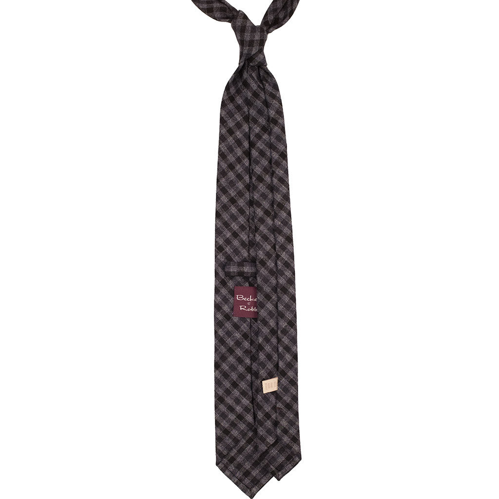 Steel Grey Gingham Wool Tie - Beckett & Robb